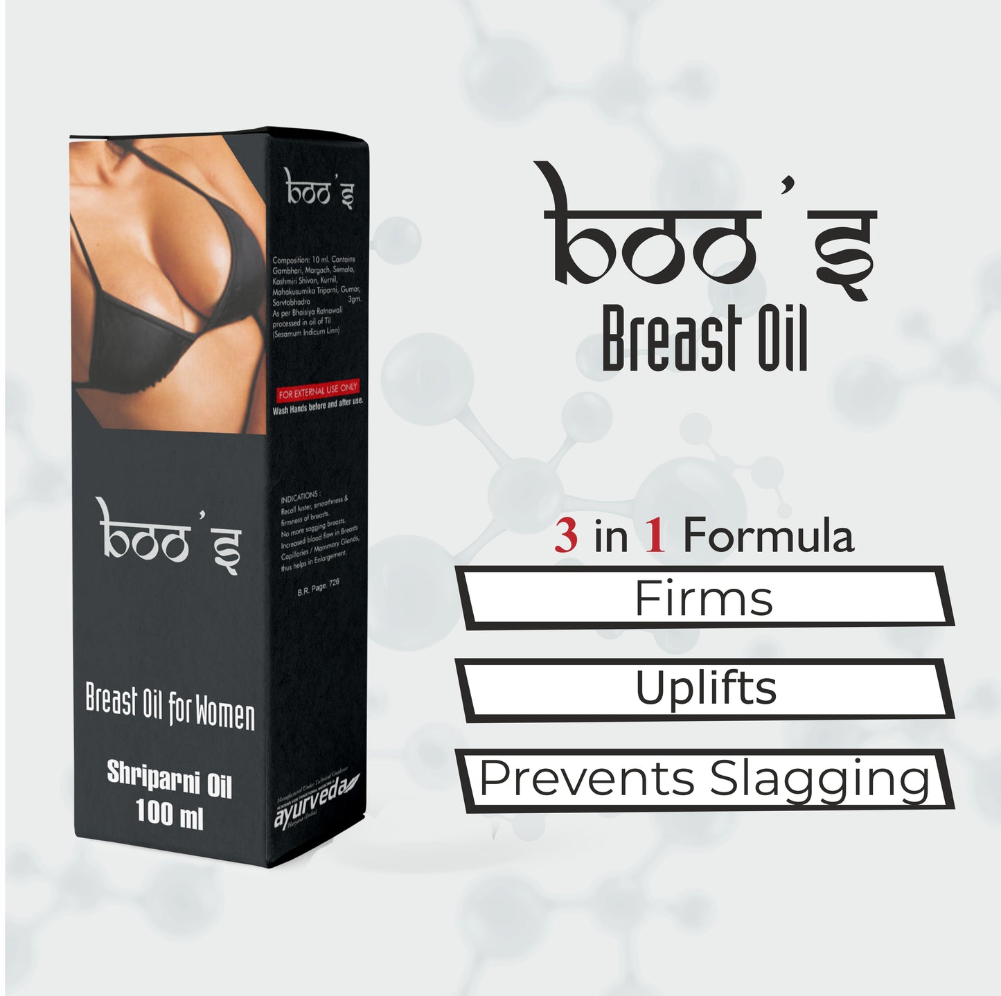 BOO’S OIL – 2X100Ml – Increased Blood Flow in Breasts Capillaries Mammary Glands thus helps in Enlargement