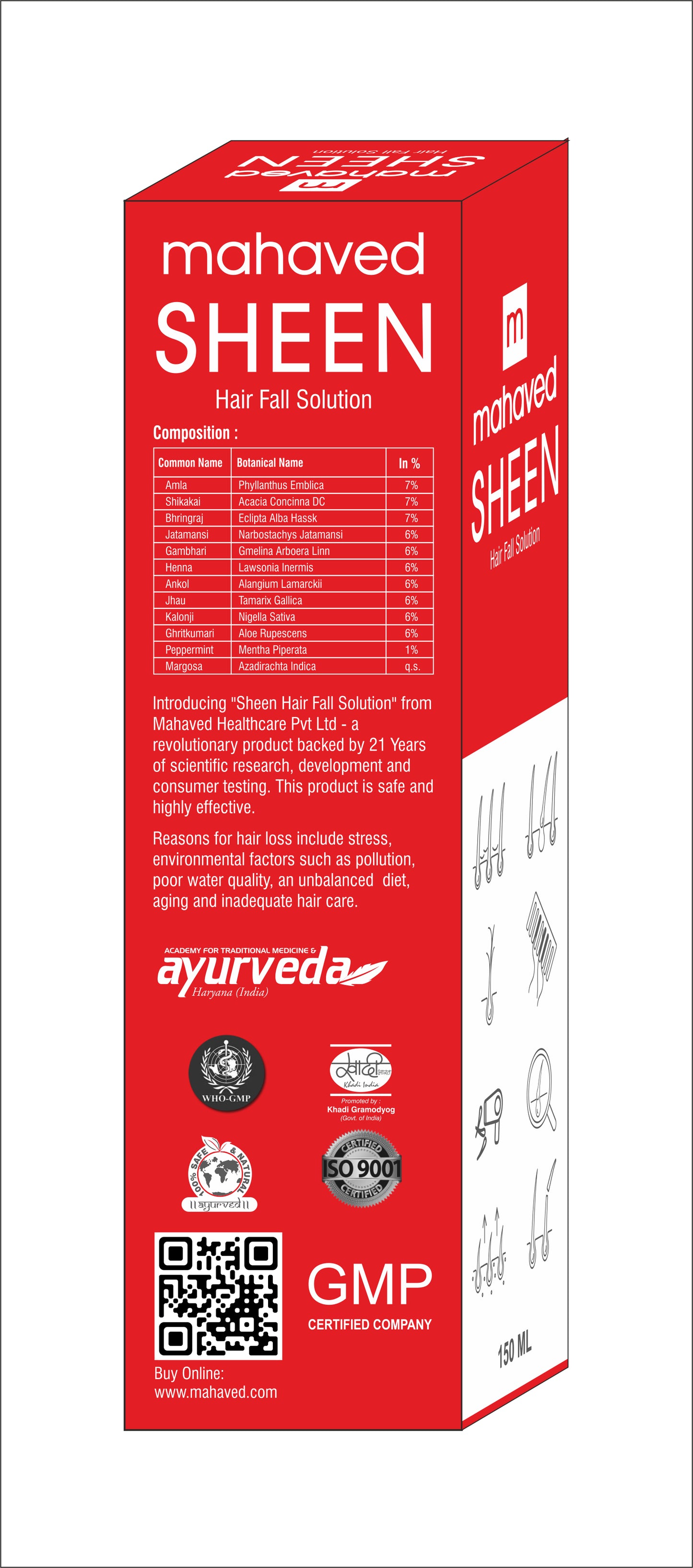 SHEEN HAIR FALL SOLUTION – 150Ml – Natural Root Activating, Helps Control Hair Fall