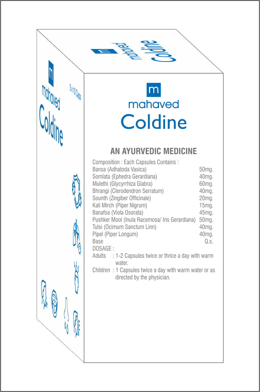 COLDINE CAPSULE – 5X10Cap – For Cough, Cold, Coryza
