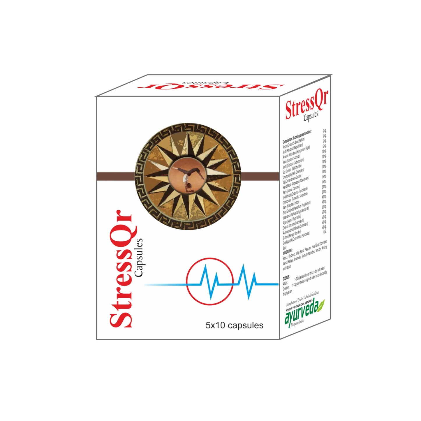 STRESS QR CAPSULE – 2X50Cap – Stress, Tiredness, High Blood Pressure, Heart Beat Controller, Mental Fatigue, Insomnia, Tension, Mentally Retarded,