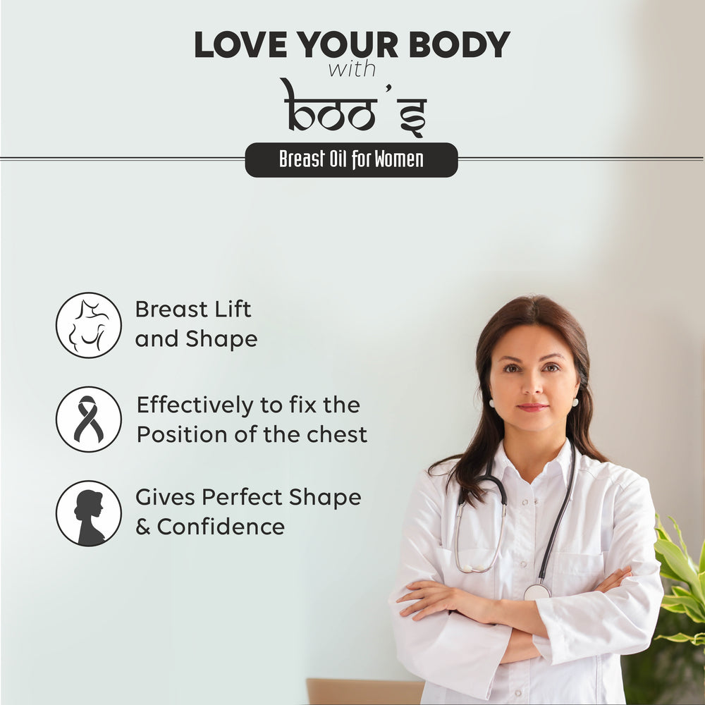 
                      
                        BOO’S OIL – 2X100Ml – Increased Blood Flow in Breasts Capillaries Mammary Glands thus helps in Enlargement
                      
                    