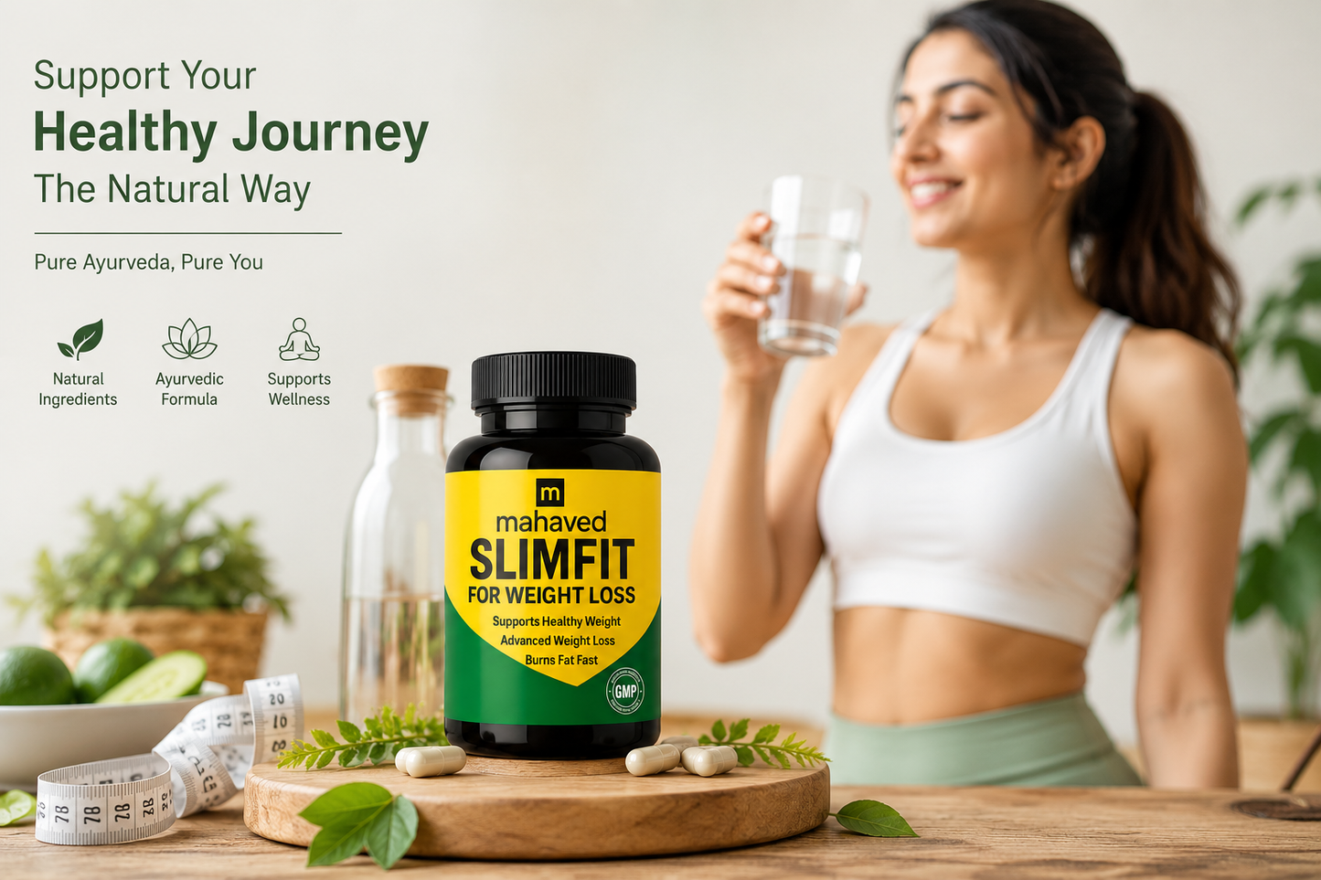 Mahaved SlimFit Herbal Ayurvedic Capsules | Natural Weight Management Supplement | Supports Metabolism & Healthy Lifestyle | 120 Capsules