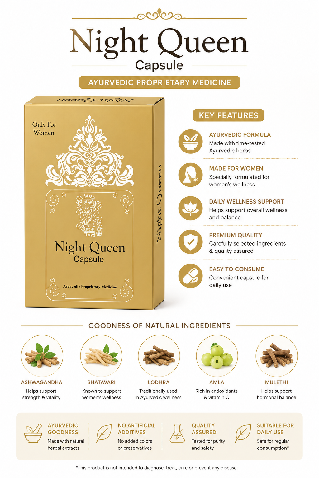 Mahaved Night Queen Capsules | Ayurvedic Women's Wellness Capsules (50 Capsule)