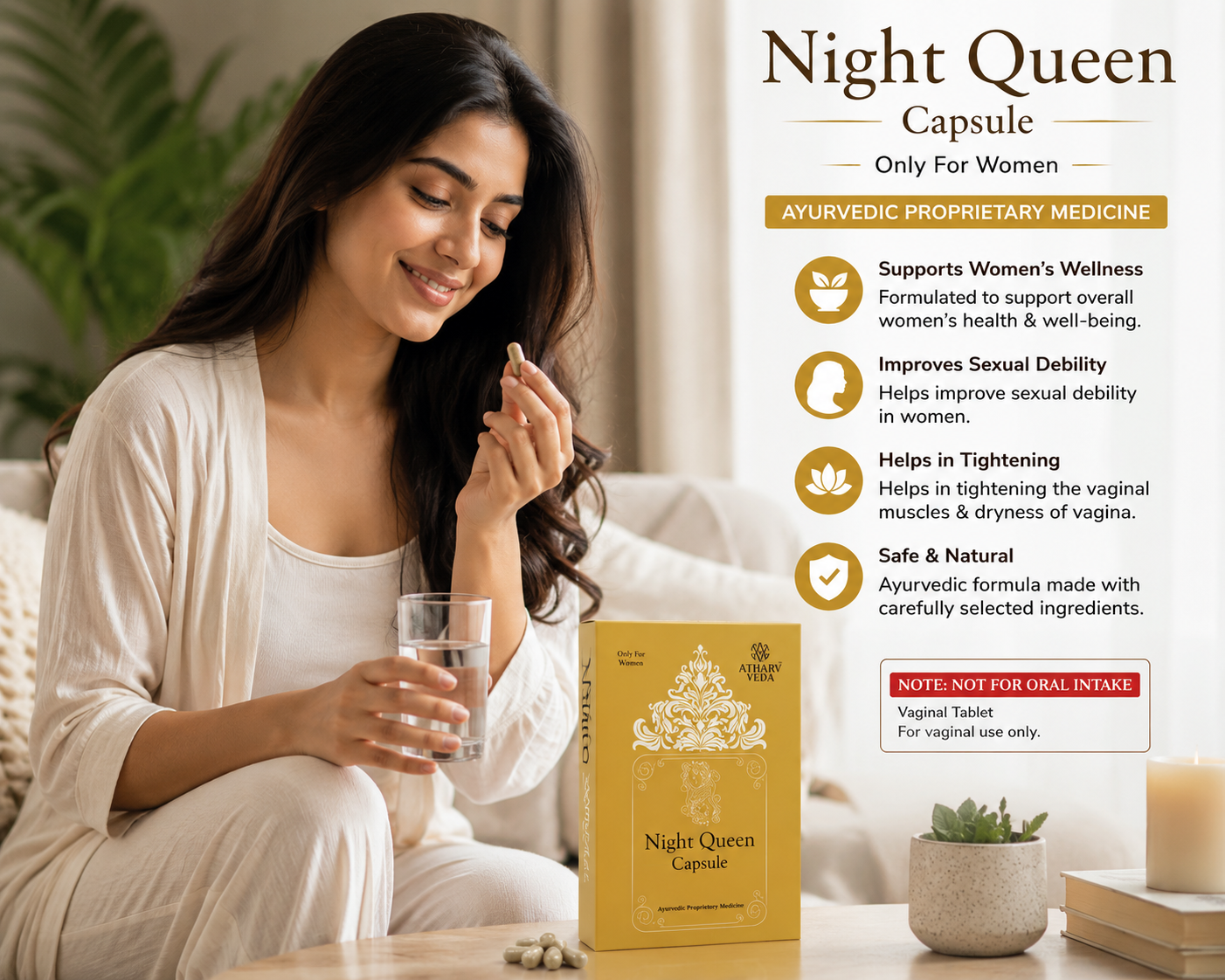 Mahaved Night Queen Capsules | Ayurvedic Women's Wellness Capsules (50 Capsule)