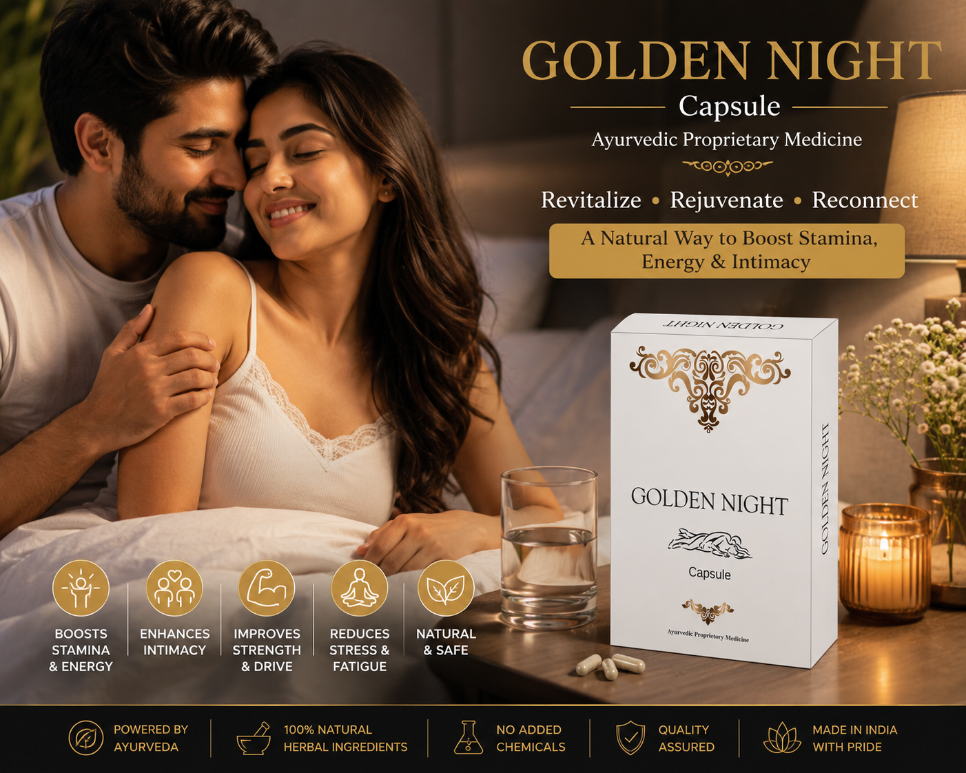Golden Night Capsule | Ayurvedic Herbal Wellness | 50 Capsules