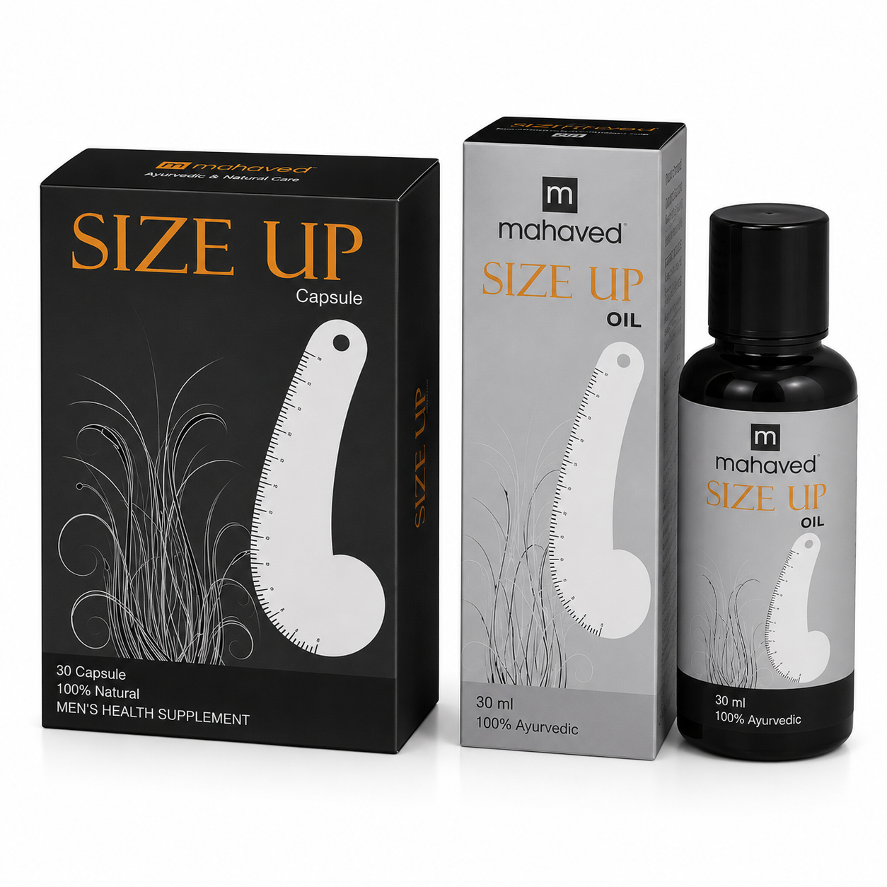 Mahaved Size Up Combo | Size Up Capsule & Herbal Massage Oil | Premium Ayurvedic Men's Wellness Kit