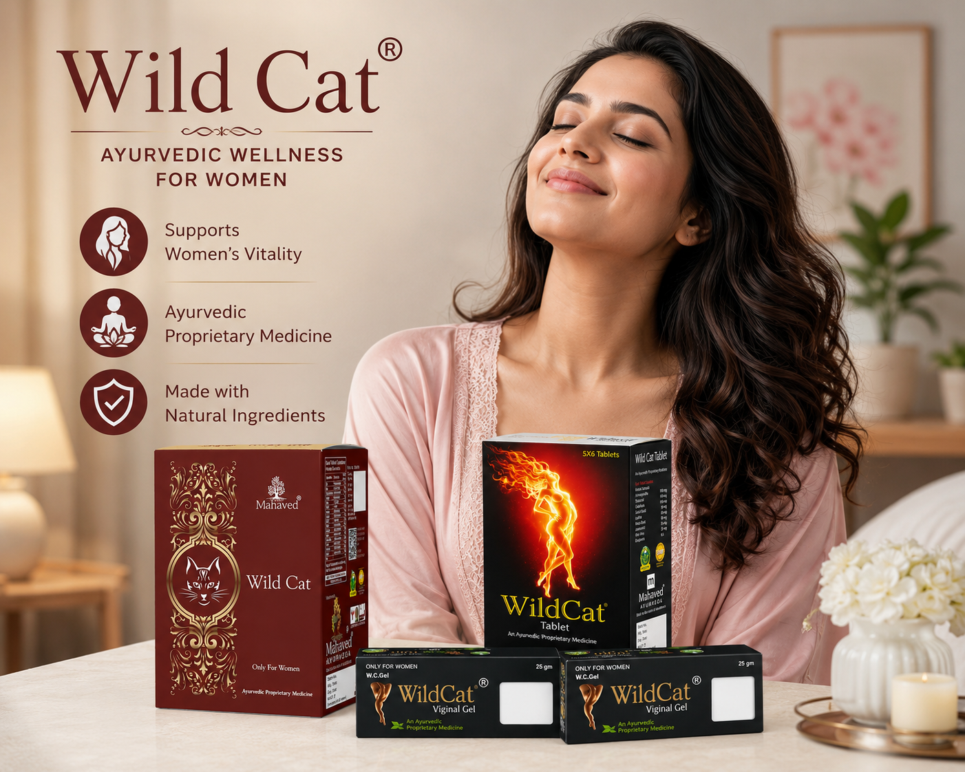 Mahaved Wild Cat Combo | Ayurvedic Women's Wellness Capsule & Vaginal Gel
