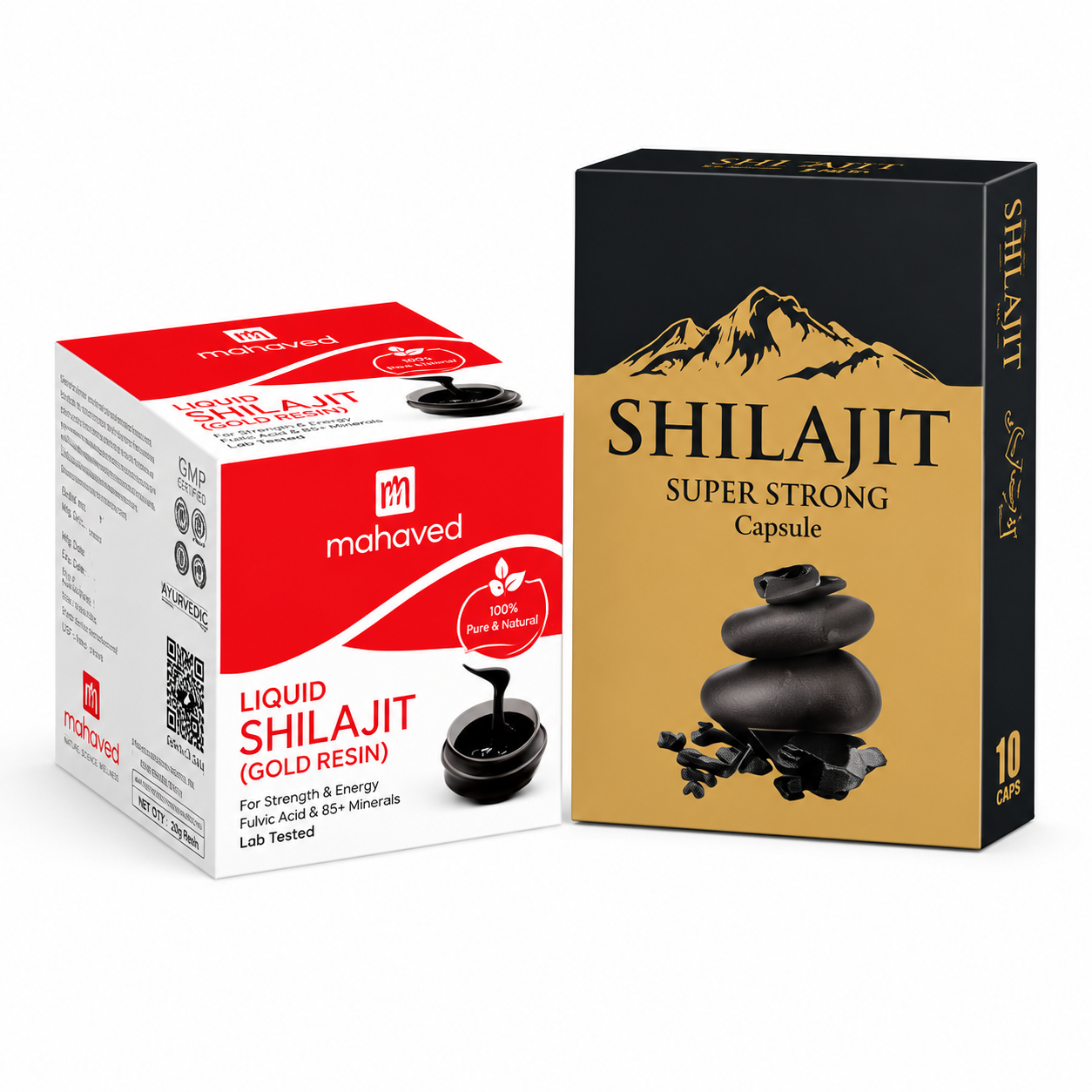 Mahaved Shilajit Power Combo | Liquid Shilajit Gold Resin + Super Strong Capsules