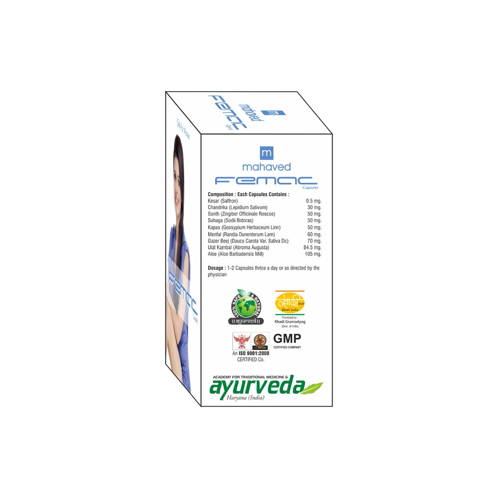 
                      
                        FEMAC CAPSULE – 2X50Cap – Useful in Leucorrhoea, The Irregular Menstrual Cycle
                      
                    
