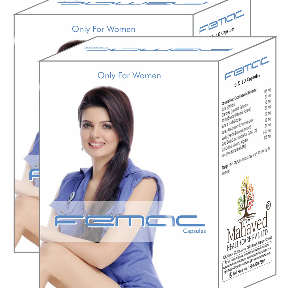 FEMAC CAPSULE – 2X50Cap – Useful in Leucorrhoea, The Irregular Menstrual Cycle