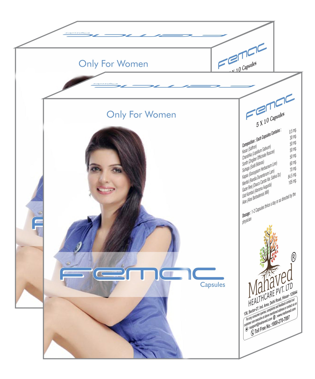 FEMAC CAPSULE – 2X50Cap – Useful in Leucorrhoea, The Irregular Menstrual Cycle